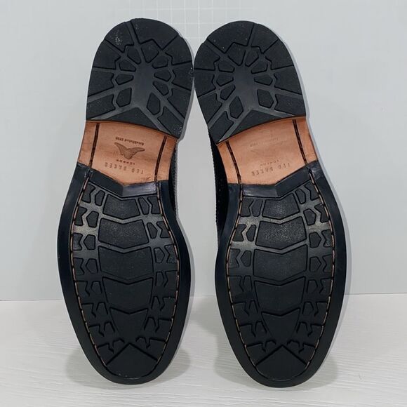 Ted Baker Guri 7 Black Oxford Brogue Shoes With Stacked Block Heel Men's Size 8 - Picture 14 of 16